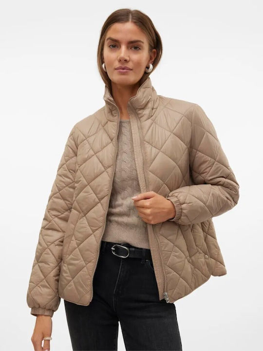 Women's Short Lifestyle Jacket for Winter Khaki