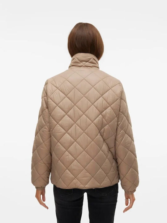 Women's Short Lifestyle Jacket for Winter Khaki
