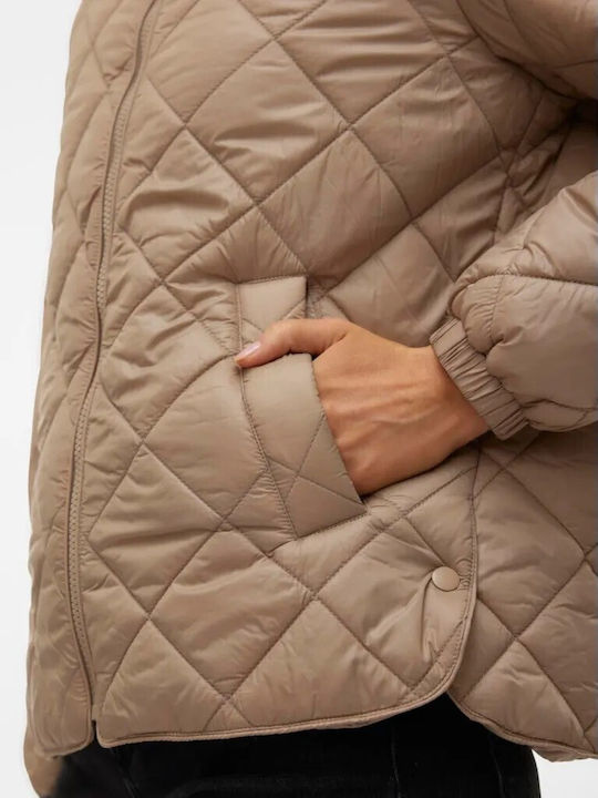 Women's Short Lifestyle Jacket for Winter Khaki