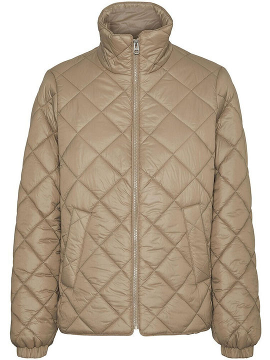 Women's Short Lifestyle Jacket for Winter Khaki