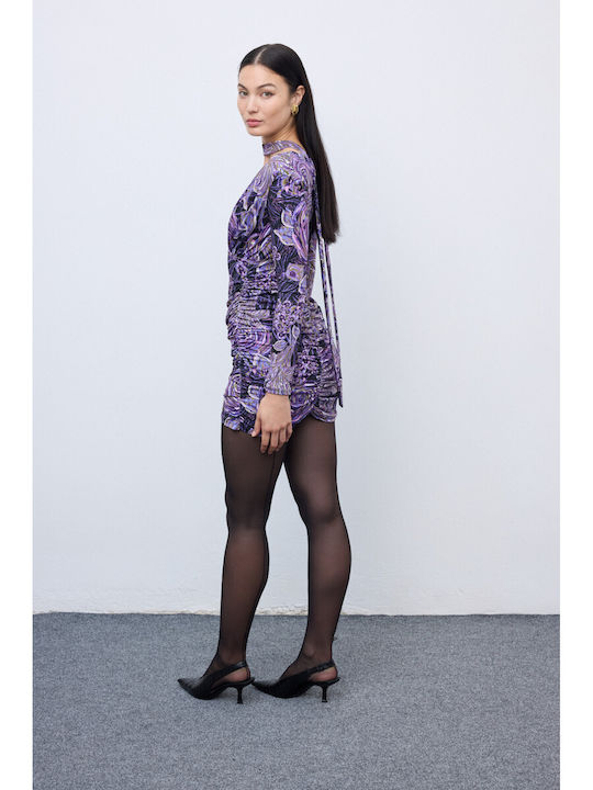 Rochie Mini De Seară Drapată Violet