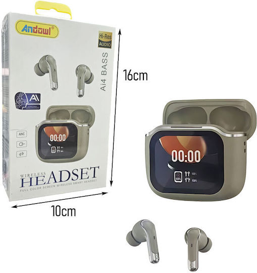 Andowl Ai4 Bass In-ear Bluetooth Handsfree Ακουστικά με Θήκη Φόρτισης Μπεζ