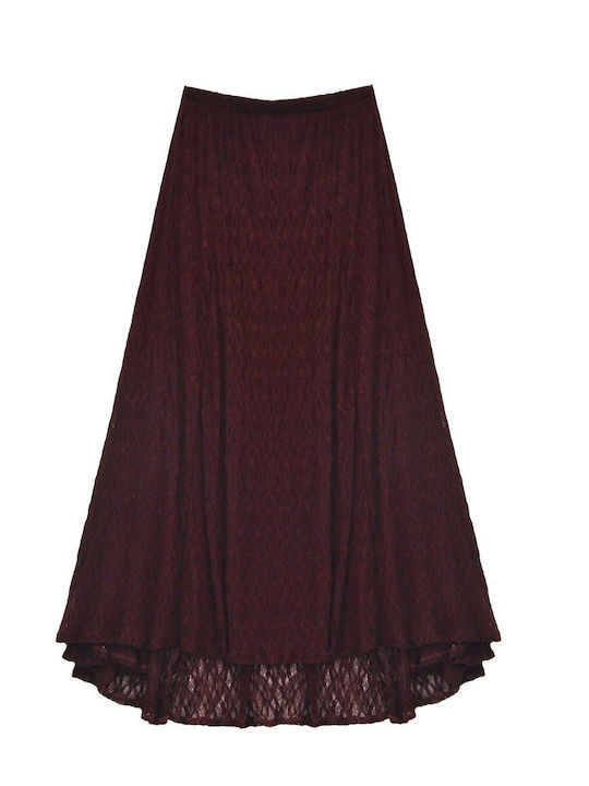 С висока талия Maxi Пола Bordeaux