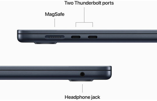 Apple MacBook Air 15.3" IPS Retina Display (M4-10-Core/32GB/2TB SSD/10-Core GPU) με Φορτιστή 35W (Dual Port) Midnight (International English Keyboard)