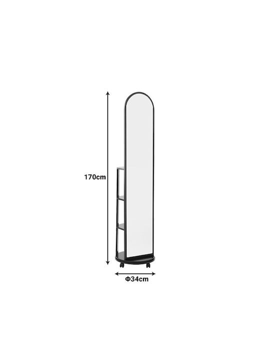 Pakketo Espero Boden- oder Standspiegel mit Gewölbtem Weißem Holzrahmen 170x34cm