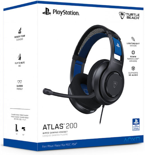 Turtle Beach Atlas 200 Over Ear Gaming Headset με σύνδεση 3.5mm for PC / PS4 / PS5