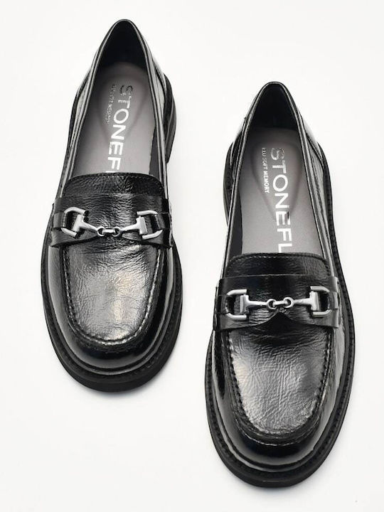 Leather Women's Loafers in Black Color