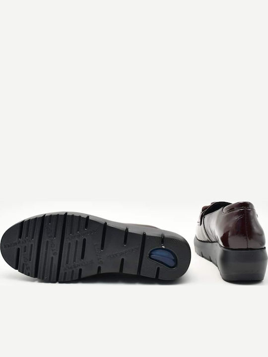 Leather Women's Loafers in Burgundy Color