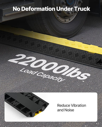 Vevor Cable Protection Ramp Capacity 9.979 Kg Per Axle 2 Channels Heavy Duty TPU Cable Cover Channel 31 x 28 mm Speed Bump Opening Cover Indoor & Outdoor Use Set of 3 Pieces