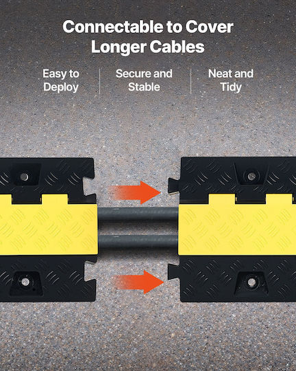 Vevor Cable Protection Ramp Capacity 9.979 Kg Per Axle 2 Channels Heavy Duty TPU Cable Cover Channel 31 x 28 mm Speed Bump Opening Cover Indoor & Outdoor Use Set of 3 Pieces