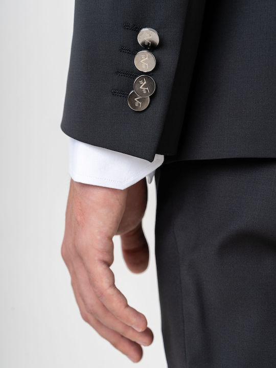 Men's Suit with Vest Slim Fit Black