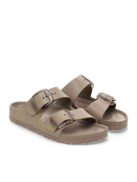 Big Buckle Flip Flops in Sandal Style in Brown Colour