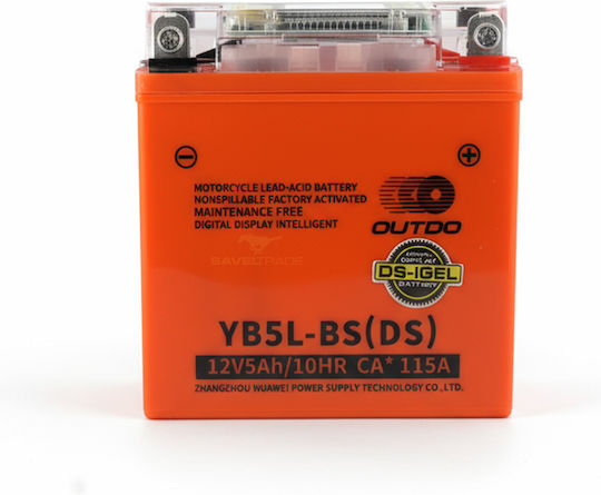 Outdo GEL Μπαταρία Μοτοσυκλέτας YB5L-BS 115A με Χωρητικότητα 5Ah