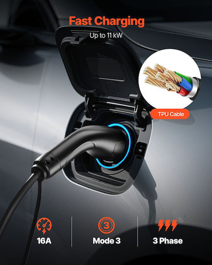 Vevor Electric Car Three-phase Charging Station Cable 7m Type 2 - Type 2 OBDDCCDXSTQ16PXN1001V8