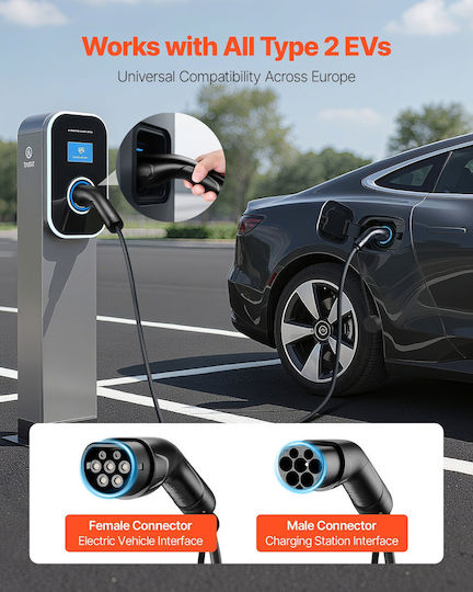 Vevor Electric Car Three-phase Charging Station Cable 7m Type 2 - Type 2 OBDDCCDXSTQ16PXN1001V8
