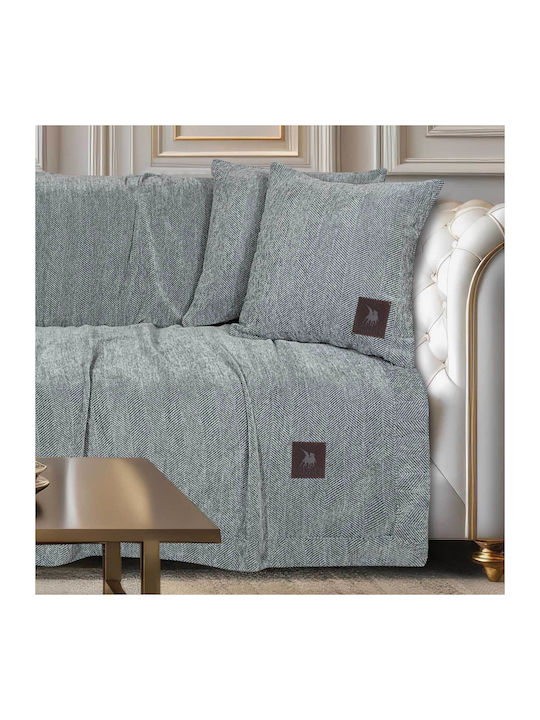 Das Home Essential 3947 Zweisitzer-Sofa Überwurf Chenille 180x250cm Grau