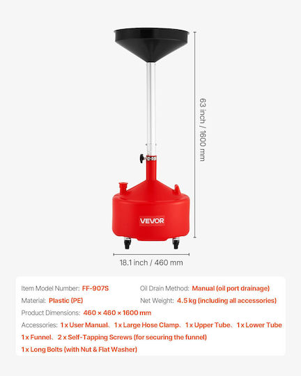 Vevor Manual Oil Can with 30 Liter Capacity