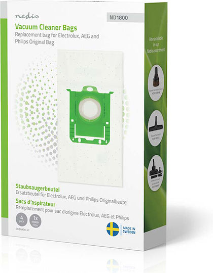 Synthetic Vacuum Cleaner Bags Electrolux AEG Philips Original Bag 4pcs Nedis Dubg400-4.1
