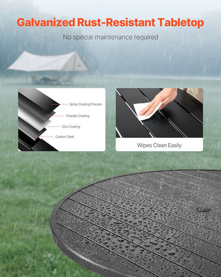 Metal Masa pentru spații exterioare Negru 120x120x72.5buc
