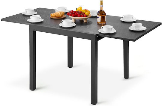 Outdoor Dinner Extendable Metal Table Dark Gray 80(+80)x80x75cm
