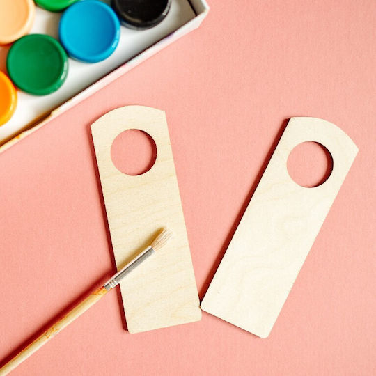 Creative Deco 10x Agățători de Ușă din Lemn 15 X 5 Cm Decupaje Netede pentru Pirogravură din Lemn