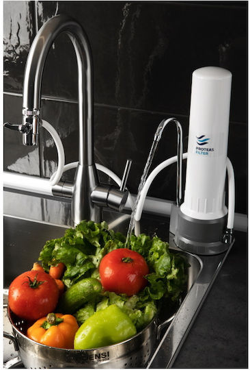 Proteas Filter Slim Line Water Filtration System Single Countertop with Replacement Filter Proteas Candle 0,5μm