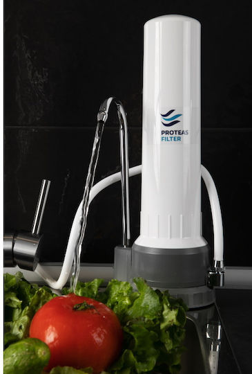 Proteas Filter Slim Line Water Filtration System Single Countertop with Replacement Filter Proteas Candle 0,5μm