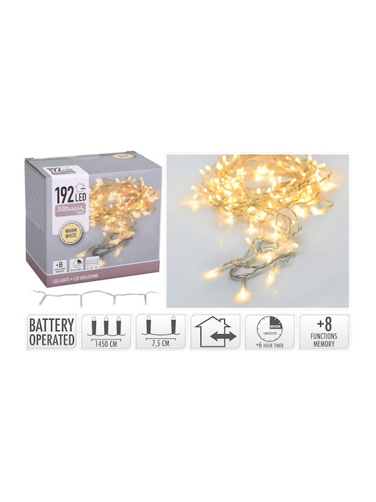 192 Lights LED 14.3m. Warm White Battery in String 1pcs