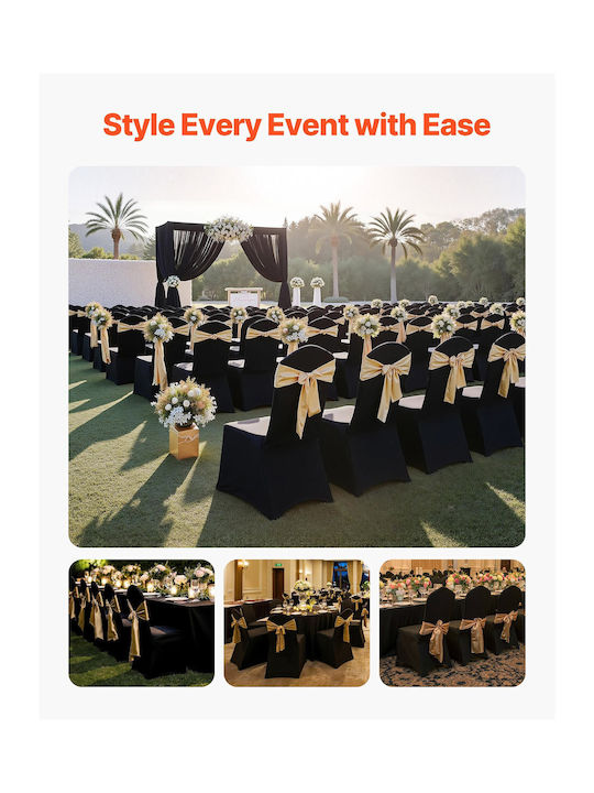 Vevor Elastic Chair Covers 150 Pieces Receptions Black Fit Chairs Up To 51 X 45 X 95 Cm Yths150pcszk54ahs001v0