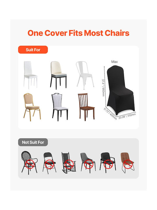 Vevor Elastic Chair Covers 150 Pieces Receptions Black Fit Chairs Up To 51 X 45 X 95 Cm Yths150pcszk54ahs001v0