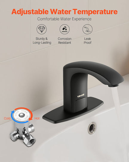 Vevor Senzor de Flux Automat de Apă pentru Baie Negru Mat 16 X 4.5 X 13 Cm Dltlrwsbzdhxexa3g002v9