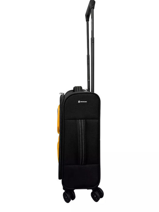 Newcom Medium Fabric Suitcase Yellow With 4 Wheels Height 58cm