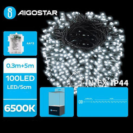 Λαμπάκια LED 5μ. Ψυχρό Λευκό Μπαταρίας σε Σειρά