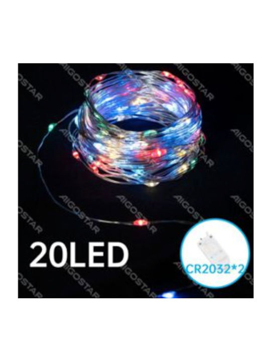20 Светлини LED 2m. Многоцветни На батерия тип Лента 1бр
