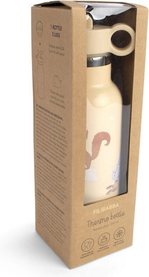 Filibabba Kids Water Bottle Stainless Steel with Straw Gray 350ml