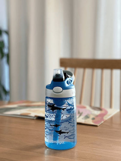 Contigo Sharks Παιδικό Παγούρι Πλαστικό με Καλαμάκι Non Spill 420ml
