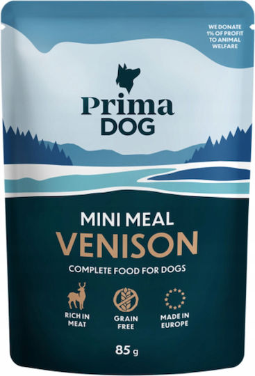 Prima Dog Wet Food Dogs in Pouches with Deer Grain-Free 85gr