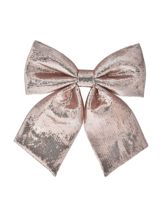 Iliadis Christmas Fabric Figure Bow Rose Gold Length 32cm 2pcs