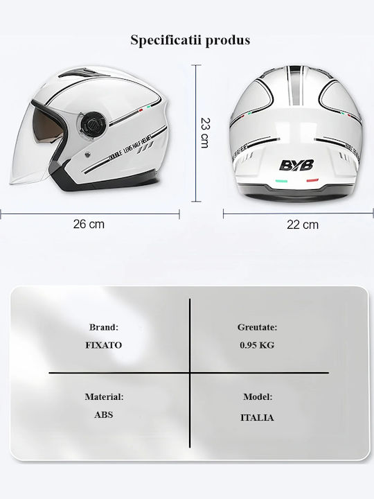 FIXATO Cască Moto Jet ECE 22.06 950gr