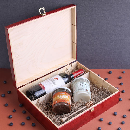Creative Deco Rote Lackierte Weinbox 3 Flaschen 35 x 30 x 10 cm Deckelverschluss Perfekte Weinlagerung Geschenkdekoration Decoupage Personalisierung