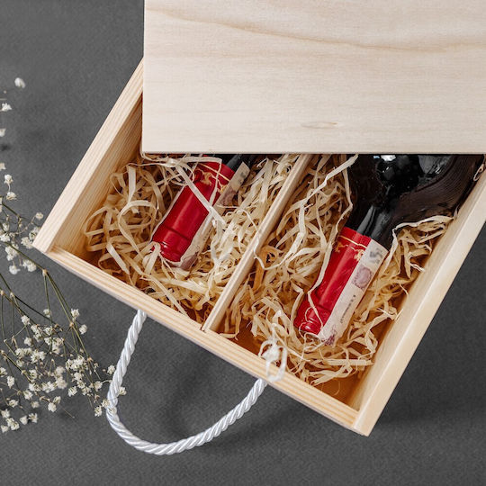 Cutie de Vin Creative Deco Capac Glisant Sfoară 2 Sticle 35 X 21 X 11 Cm Depozitare Perfectă a Vinului Cadouri Decorare Decoupage Personalizare