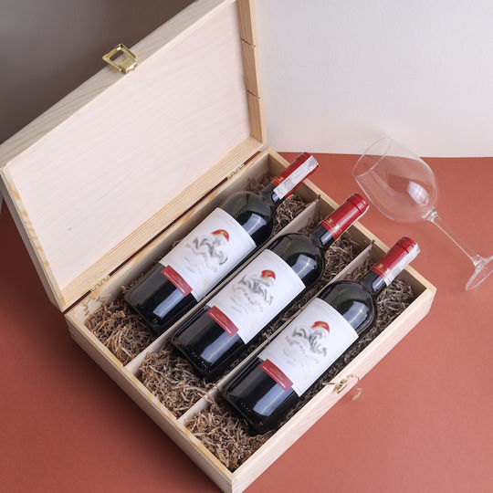 Creative Creative Deco Wine Box for 3 Bottles 35.1 x 30 x 10 cm Lid Lock Perfect Wine Storage as a Gift Decoration Decoupage Personalization