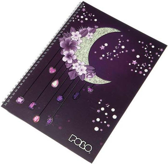 Polo Σπιράλ Τετράδια Ριγέ Α4 4 Θεμάτων Flower Moon 8τμχ