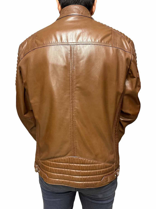 Geacă Biker din Piele Tabac