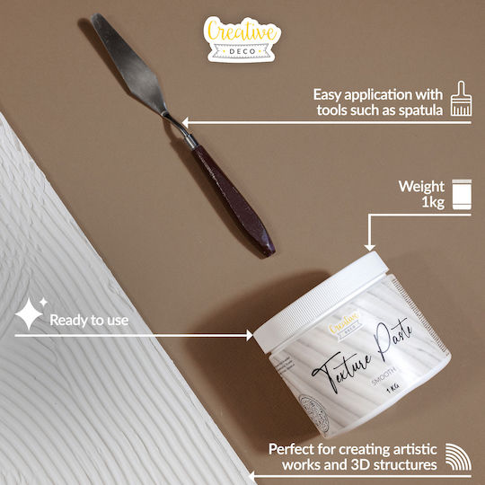 Creative Deco Structural Smooth Paste 1kg White Fine Mass Artistic Projects Acrylic Painting Easy To Use A Spatula 3d Effects Textures