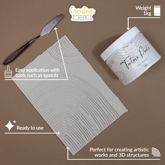 Creative Deco Structural Fine Grain Pasta 1kg White Fine Mass Art Projects Acrylic Painting Easy To Use A Spatula 3D Effects Textures