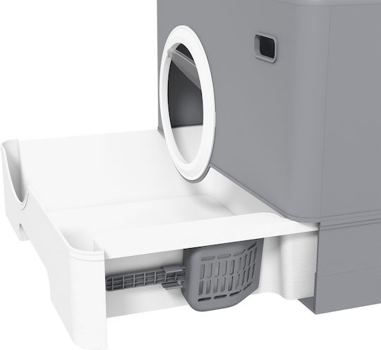 Pawhut Cat Toilet 2 Exits Removable Base Tray 52 x 41 x 38.5 cm Gray