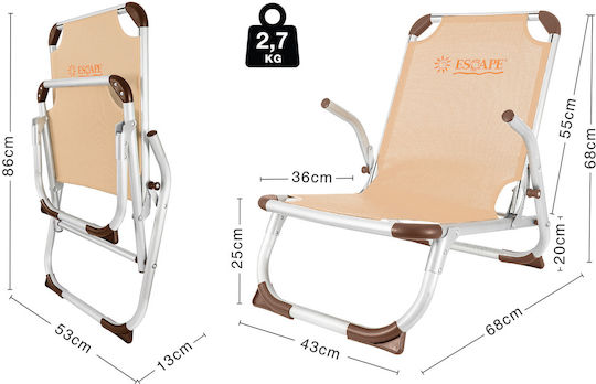 Escape Small Chair Beach Aluminium with High Back Beige
