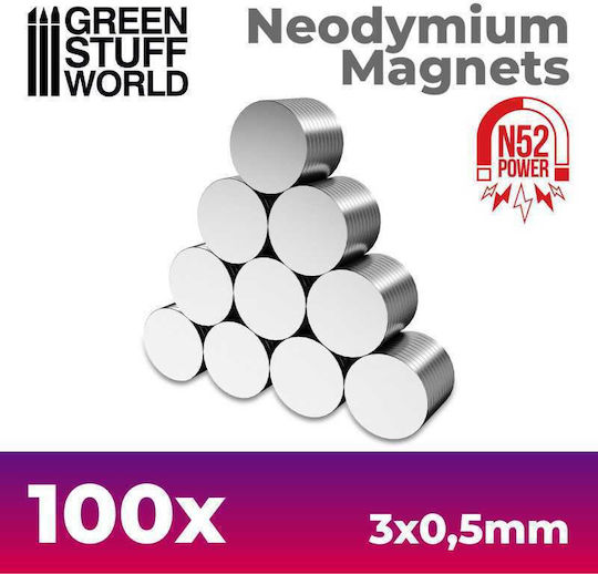 Green Stuff World Σετ Μαγνήτες Νεοδυμίου Στρογγυλοί με Δύναμη Έλξης 0.06kg N35 Διαμέτρου 3χιλ. 100τμχ