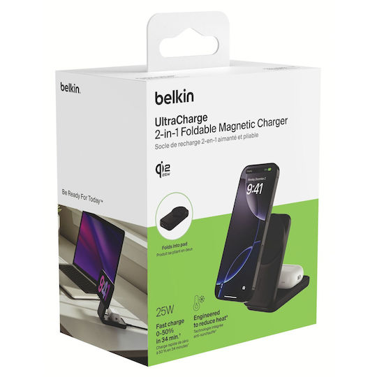 Belkin Безжично зарядно Qi2 25W Черен (UltraCharge)